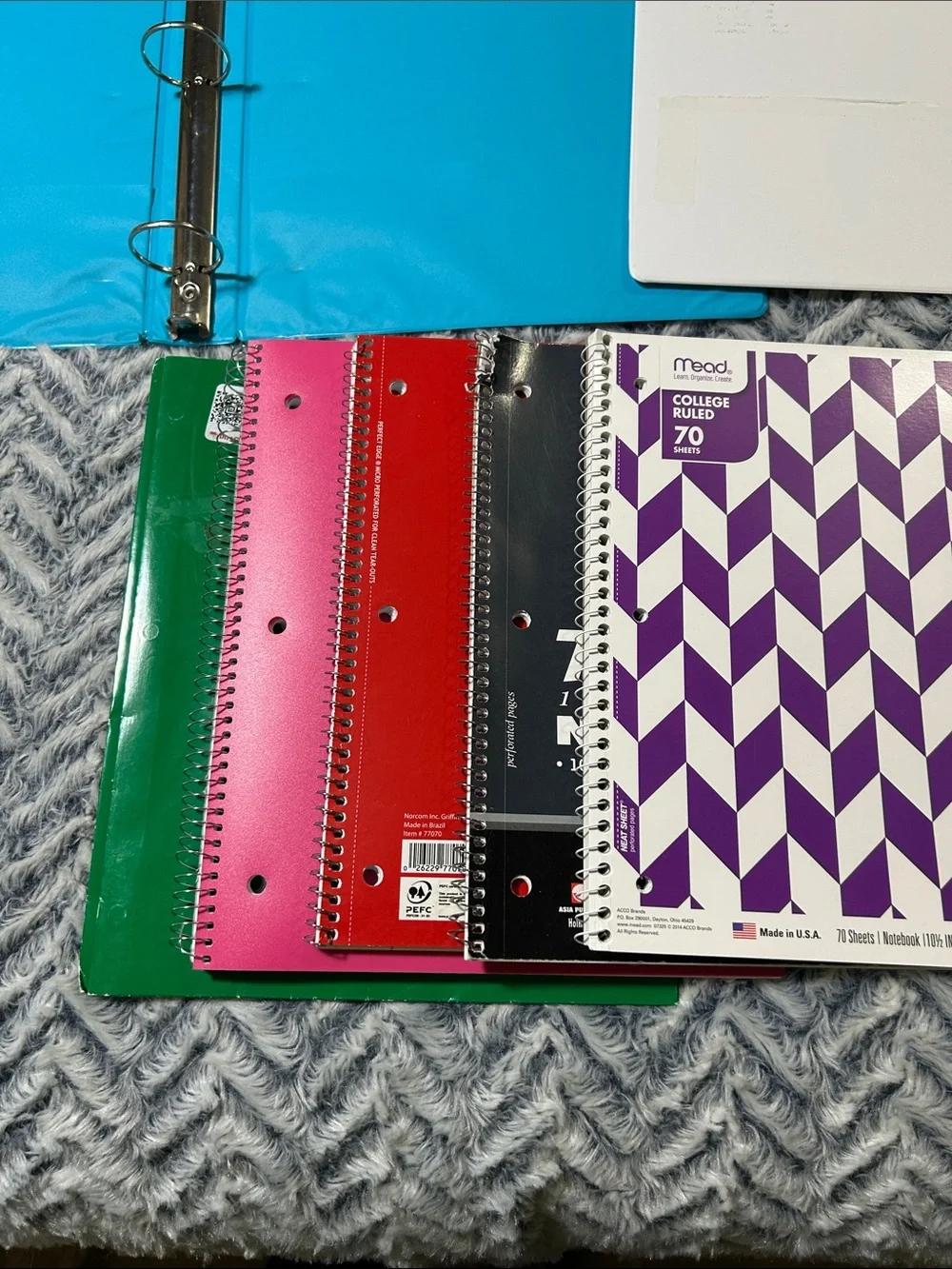 Assorted Color 1”- 2” 3 Ring Binders 100 Clear Sheet Protectors and Notebooks